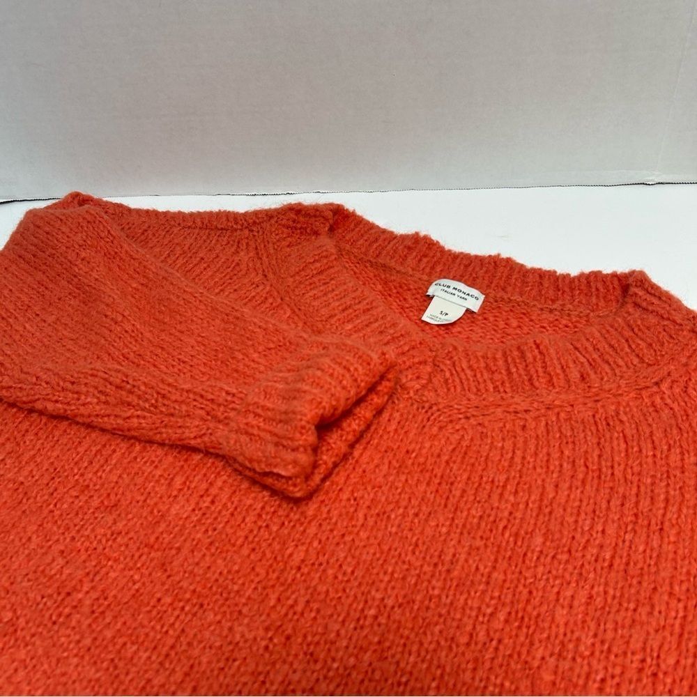 Club Monaco Teenie Italian Yarn Wool Blend Orange V-Neck Sweater Boxy Size Small